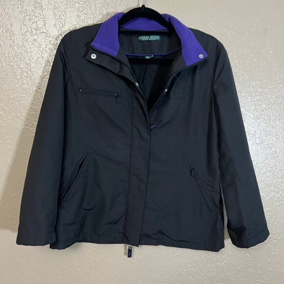 Ralph Lauren Active black windbreaker medium full crest emblem - Picture 1 of 10